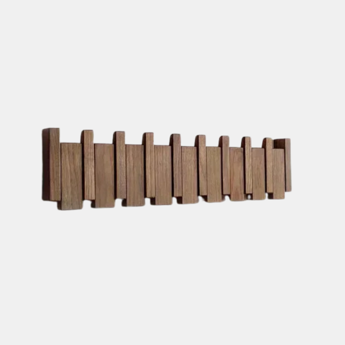Houten Piano Wandkapstok – Elegante Wanddecoratie & Praktische Opberger-DeWoonVallei-Walnoot Hout-4 haken-DeWoonVallei