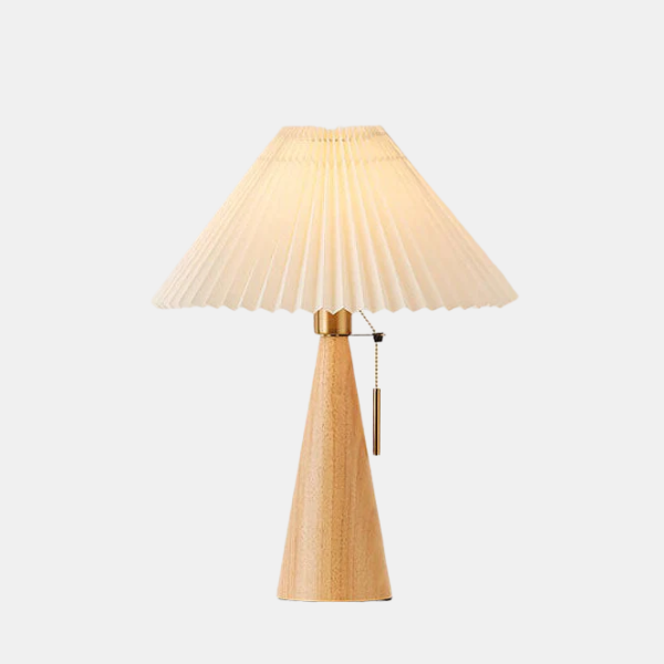Houten Plissé LED Tafellamp Minimalistisch Ontwerp met Warm Licht-Table Lamps-DeWoonVallei-Lichtbruin-Warm Licht-DeWoonVallei