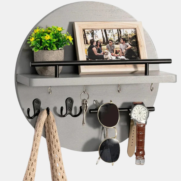 Houten Ronde Sleutelhouder Stijlvolle Eco-Vriendelijke Oplossing voor de Entree-Storage Organization-DeWoonVallei-DeWoonVallei