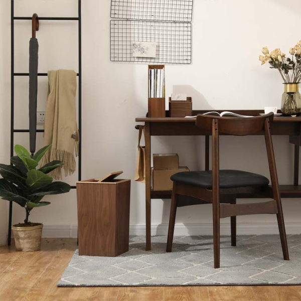 Houten Stijl Prullenbak met Draaideksel voor Moderne & Functionele Ruimtes-Trash Bins & Waste Solutions-DeWoonVallei-DeWoonVallei