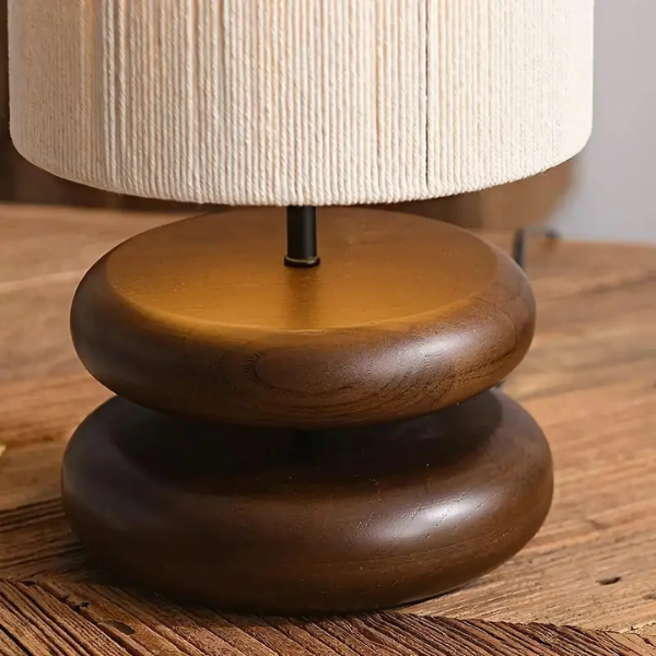 Houten Tafellamp met Warme Geribbelde Kap voor Gezellige Sfeerverlichting-Table Lamp-DeWoonVallei-DeWoonVallei