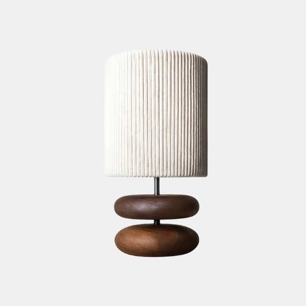 Houten Tafellamp met Warme Geribbelde Kap voor Gezellige Sfeerverlichting-Table Lamp-DeWoonVallei-DeWoonVallei