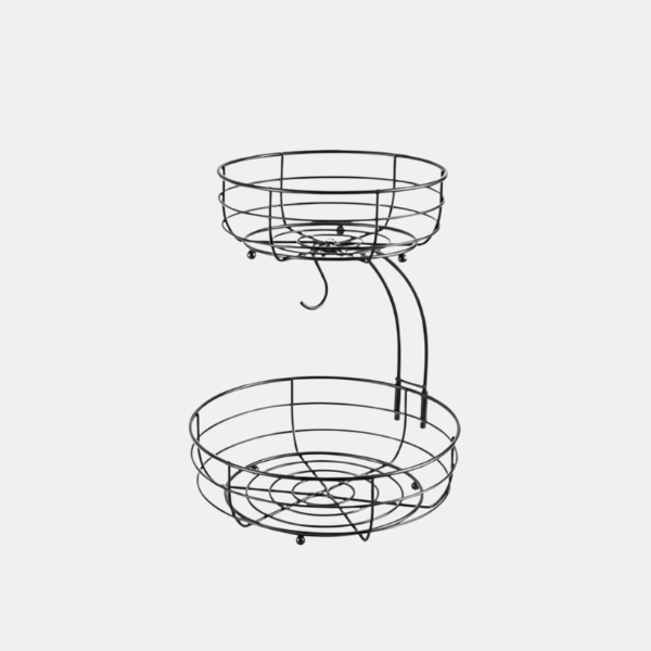 IJzeren 2-laagse Fruitschaal en Groentemand voor Aanrecht met Bananenhouder Keuken Opbergorganizer-Kitchen organizers-DeWoonVallei-DeWoonVallei