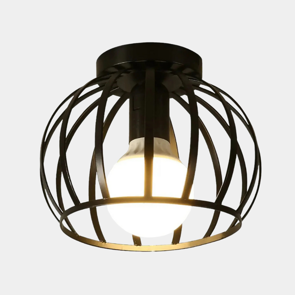 Industriële Plafondlamp van Zwart Metaal – Vintage Design met Warme Sfeerverlichting-Lamp-DeWoonVallei-DeWoonVallei