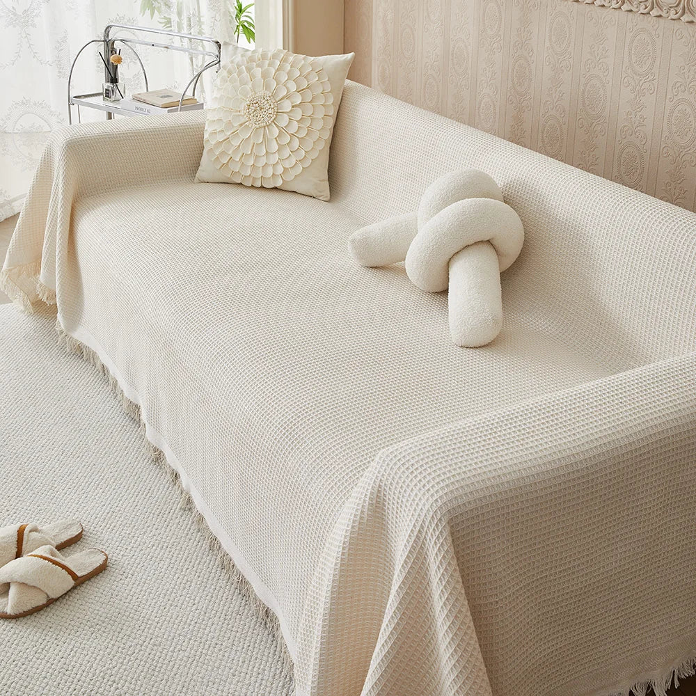 Katoenen Bankhoes – Ademend en Stijlvol Beschermhoes voor Sofa en Fauteuil-Home & Living-DeWoonVallei-Beige-S 130cm x 180cm-DeWoonVallei