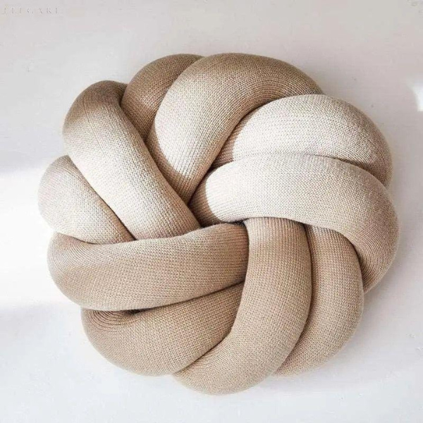 Katoenen Knopenkussen Handgeknoopt Comfort met Stijlvolle Ondersteuning-Throw Pillow-DeWoonVallei-Beige-DeWoonVallei