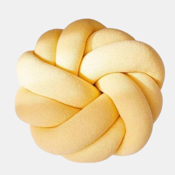Katoenen Knopenkussen Handgeknoopt Comfort met Stijlvolle Ondersteuning-Throw Pillow-DeWoonVallei-Geel-DeWoonVallei