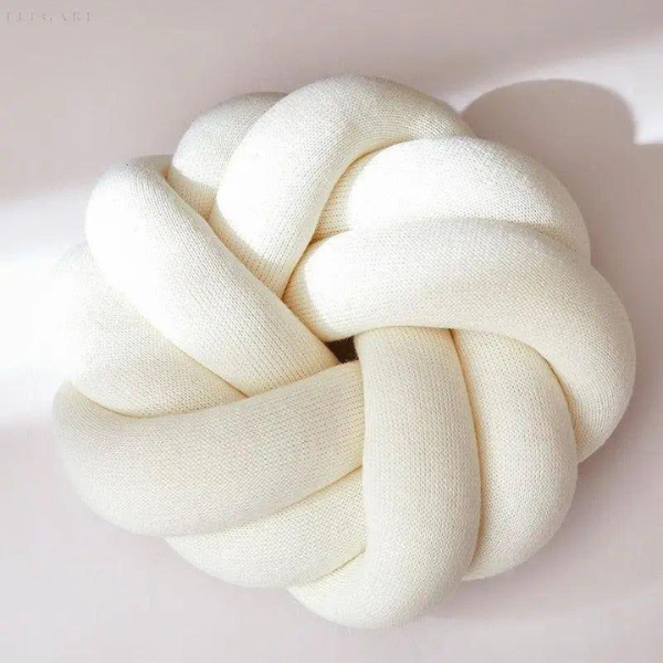 Katoenen Knopenkussen Handgeknoopt Comfort met Stijlvolle Ondersteuning-Throw Pillow-DeWoonVallei-Wit-DeWoonVallei