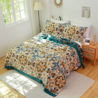 Katoenen Plaid Zachte Comfort en Natuurlijke Stijl-Blankets-DeWoonVallei-Grijs Bloemenpatroon-200x230cm-DeWoonVallei