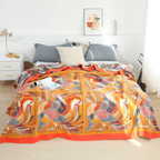 Katoenen Plaid Zachte Comfort en Natuurlijke Stijl-Blankets-DeWoonVallei-Oranje Abstract-200x230cm-DeWoonVallei