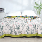 Katoenen Plaid Zachte Comfort en Natuurlijke Stijl-Blankets-DeWoonVallei-Wit + Blauwe Bomen-200x230cm-DeWoonVallei