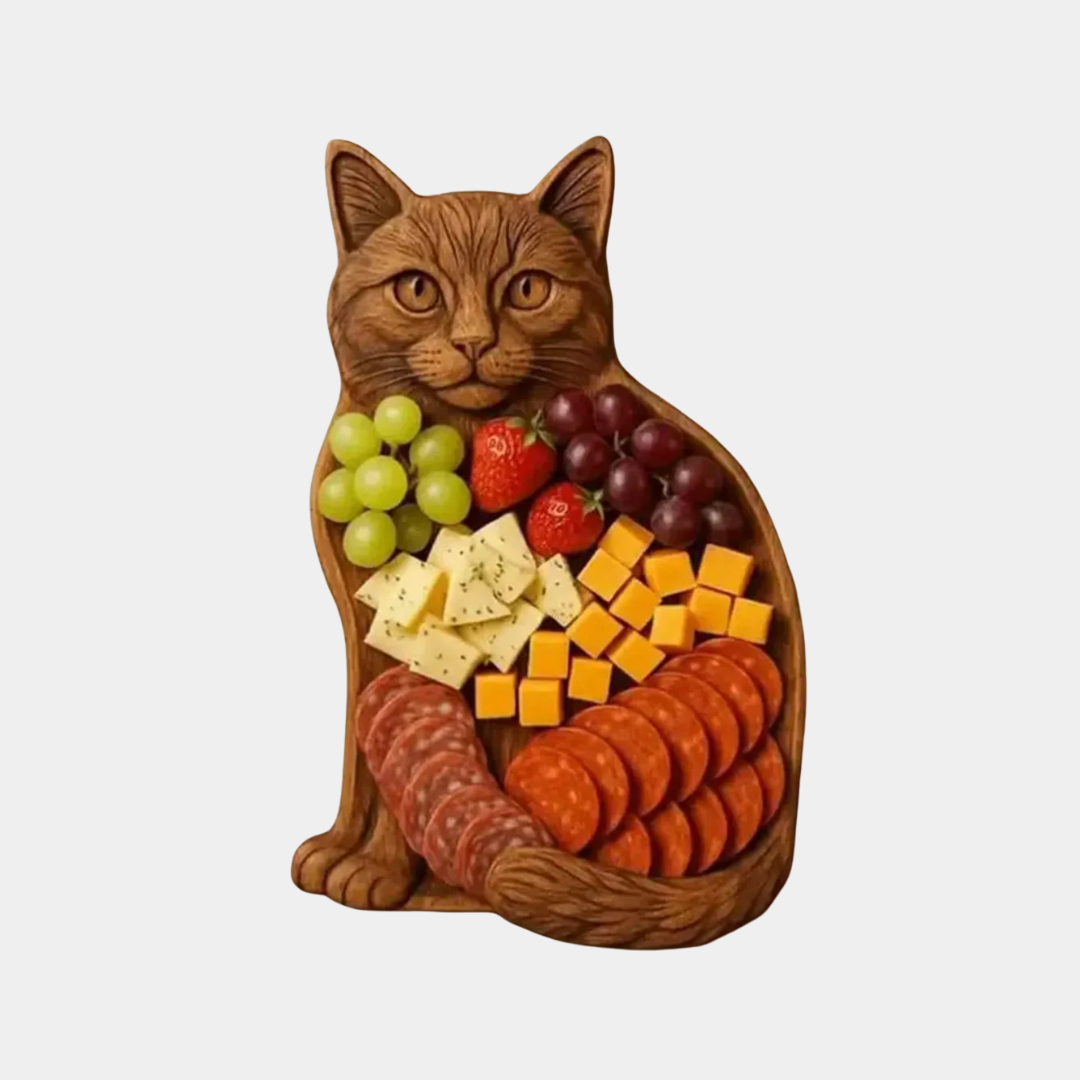 Katten Serveerplank – Handgesneden Houten Design voor Sfeervolle Charcuterie-Dinnerware-DeWoonVallei-DeWoonVallei