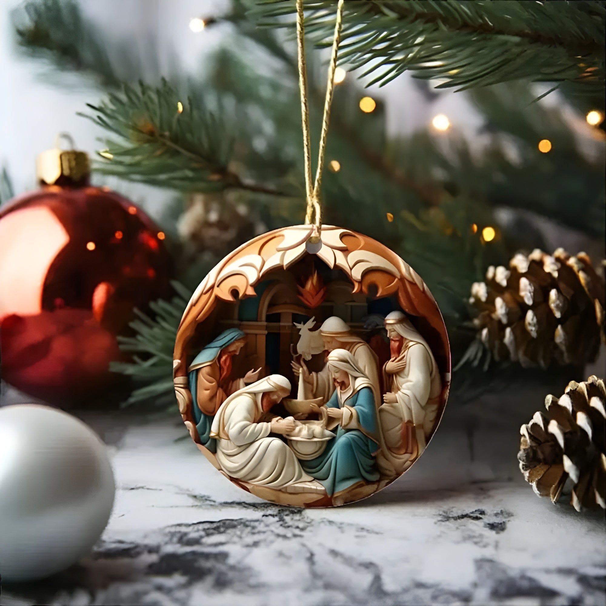 Keramische Kerstbal – Duurzame Feestdecoratie met Tijdloze Charme en Warme Kersts-Decoraties-DeWoonVallei-6-DeWoonVallei