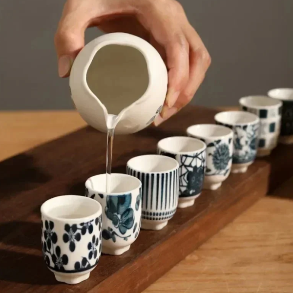 Keramische Sakeset Japanse Stijl voor Elegante Sake Servering Thuis-dinnerware-DeWoonVallei-DeWoonVallei