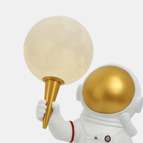 Kinder Astronaut Tafellamp Gouden Helm Warm Licht-Lamps & Lighting-DeWoonVallei-DeWoonVallei