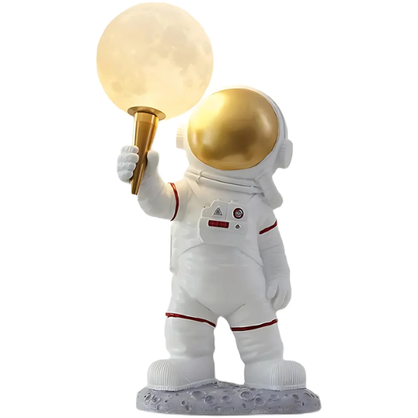 Kinder Astronaut Tafellamp Gouden Helm Warm Licht-Lamps & Lighting-DeWoonVallei-DeWoonVallei