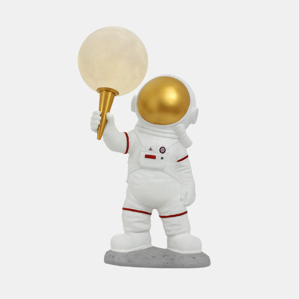 Kinder Astronaut Tafellamp Gouden Helm Warm Licht-Lamps & Lighting-DeWoonVallei-DeWoonVallei