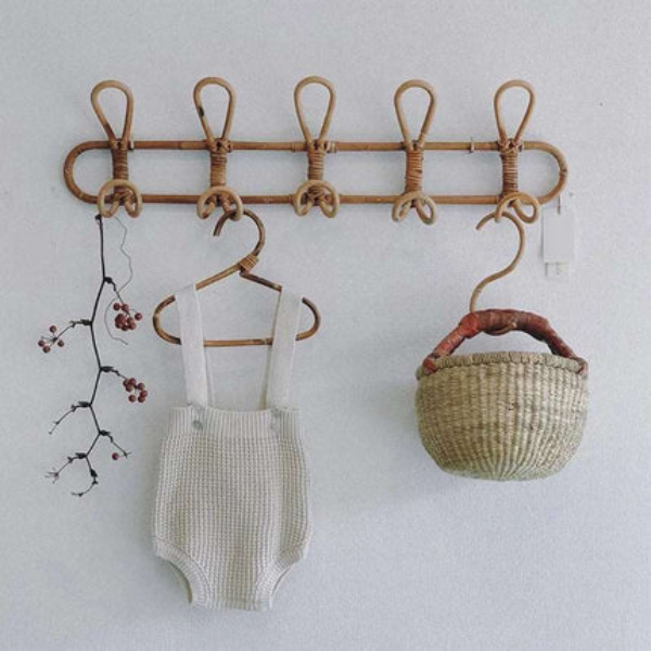 Kinder Rieten Wandhaak Organizer Natuurlijke Stijl voor Gemakkelijke Kamerorganisatie-Baby & Children-DeWoonVallei-DeWoonVallei