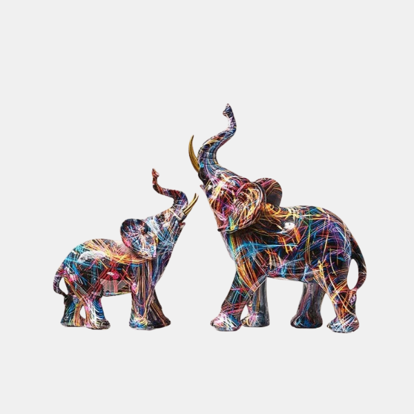 Kleurrig Noords Olifant Beeld Handbeschilderde Artistieke Woondecoratie-Sculptures-DeWoonVallei-DeWoonVallei
