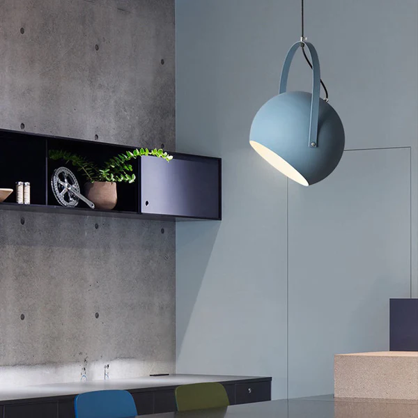 Kleurrijke Metalen LED Bolvormige Hanglamp voor Slaapkamer Art Deco Verlichting-Hanging Lamp-DeWoonVallei-Dia20 cm-Donkerblauw-DeWoonVallei