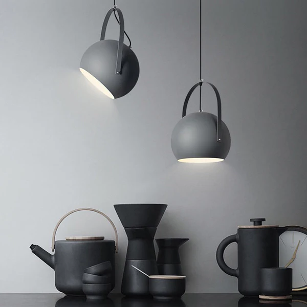 Kleurrijke Metalen LED Bolvormige Hanglamp voor Slaapkamer Art Deco Verlichting-Hanging Lamp-DeWoonVallei-Dia20 cm-Grijs-DeWoonVallei