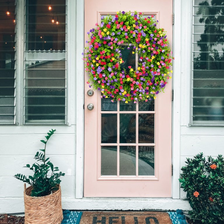 Kleurvolle Cottage Krans – Handgemaakte Seizoensdecoratie voor Lente, Zomer & Feestdagen-Christmas-DeWoonVallei-DeWoonVallei