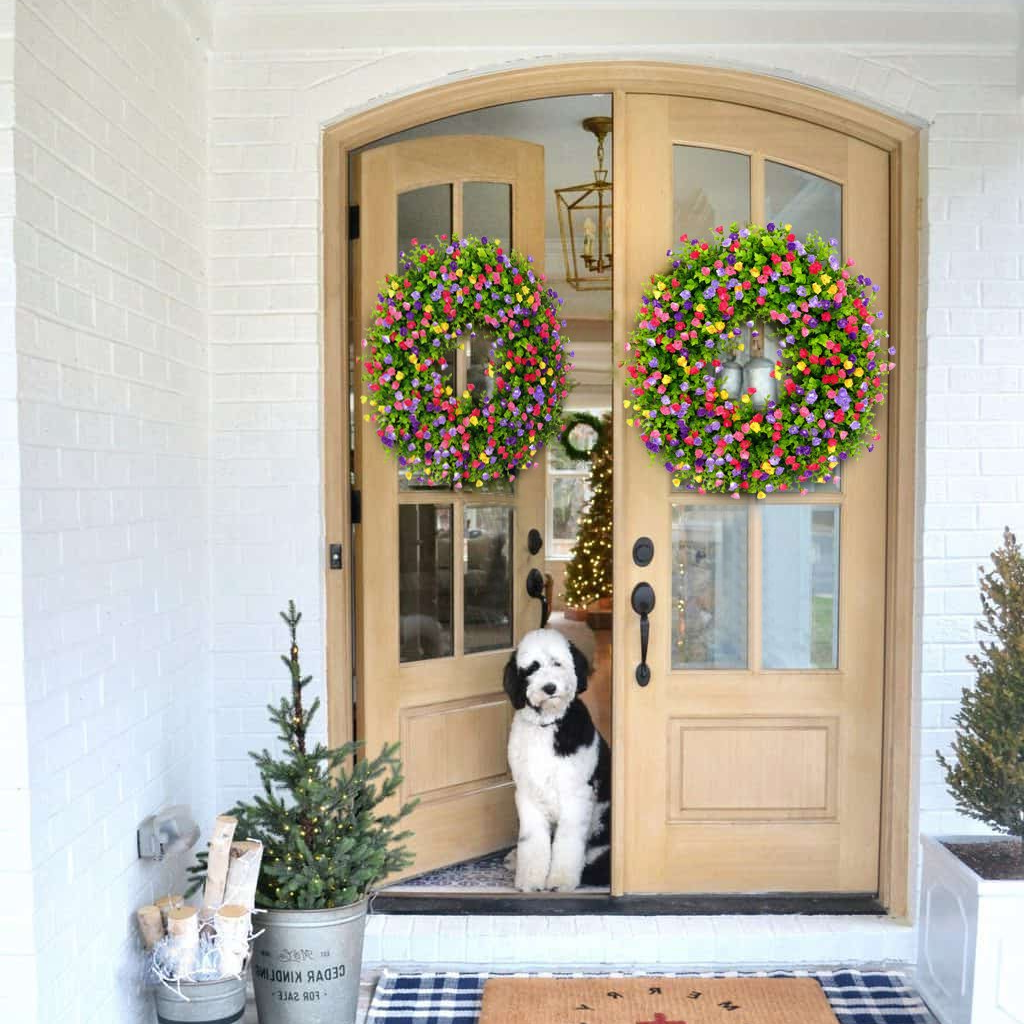 Kleurvolle Cottage Krans – Handgemaakte Seizoensdecoratie voor Lente, Zomer & Feestdagen-Christmas-DeWoonVallei-DeWoonVallei