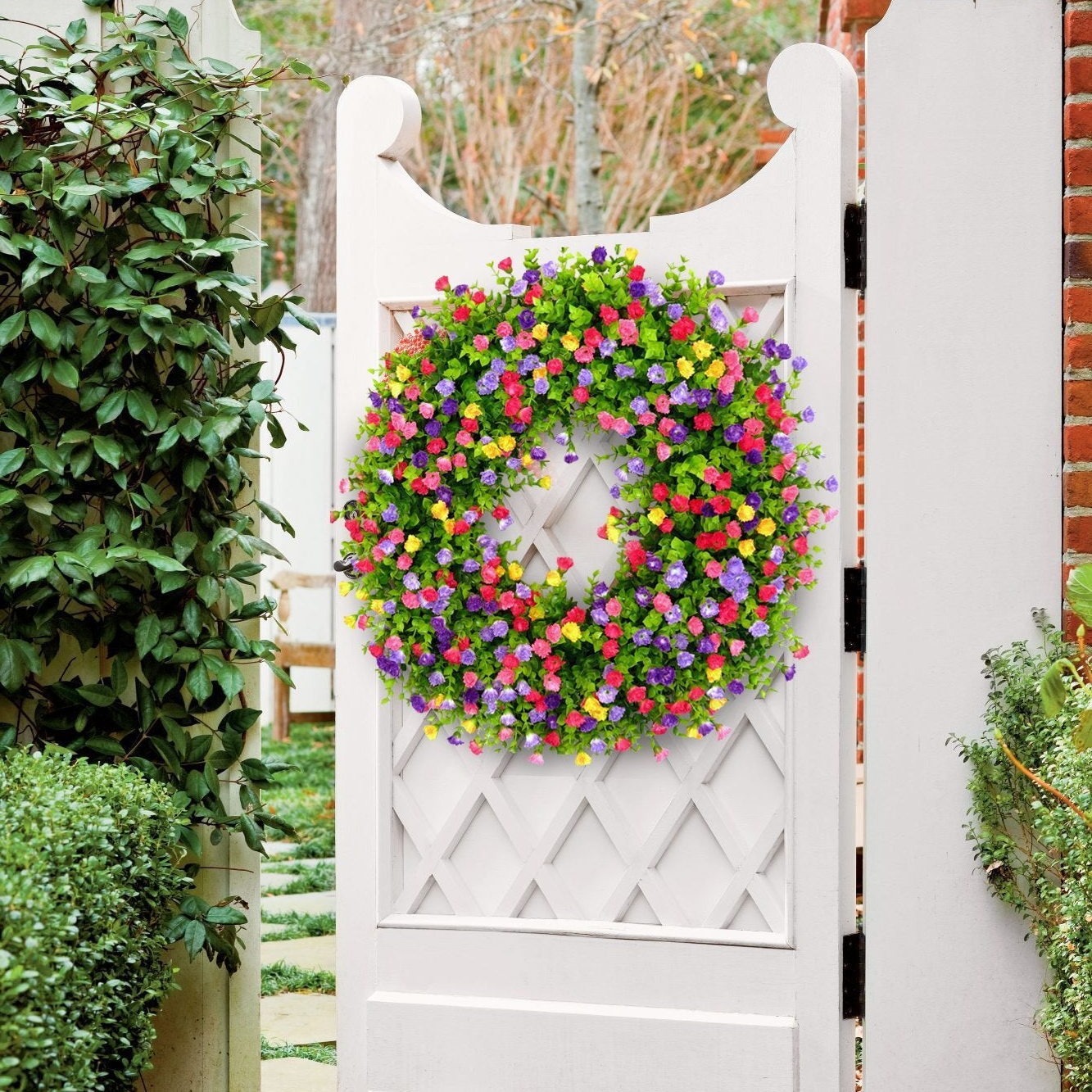 Kleurvolle Cottage Krans – Handgemaakte Seizoensdecoratie voor Lente, Zomer & Feestdagen-Christmas-DeWoonVallei-DeWoonVallei