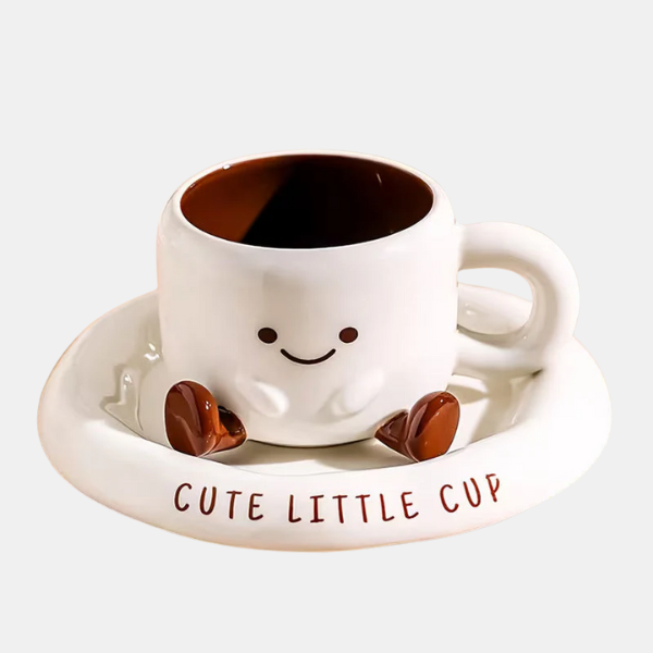 Knusse Keramische Kleine Kop en Schotel voor Warme, Vrolijke Ochtenden-Drinkware & Cups-DeWoonVallei-DeWoonVallei