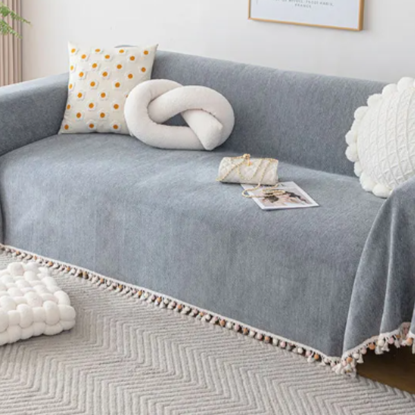 Knusse Visgraat Sofahoes met Kwastjes Huisdiervriendelijk Beschermend Woondecor-Sofa Covers-DeWoonVallei-DeWoonVallei