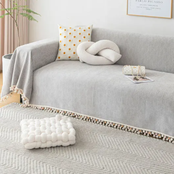 Knusse Visgraat Sofahoes met Kwastjes Huisdiervriendelijk Beschermend Woondecor-Sofa Covers-DeWoonVallei-DeWoonVallei