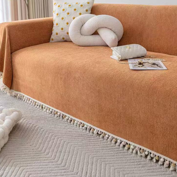 Knusse Visgraat Sofahoes met Kwastjes Huisdiervriendelijk Beschermend Woondecor-Sofa Covers-DeWoonVallei-DeWoonVallei