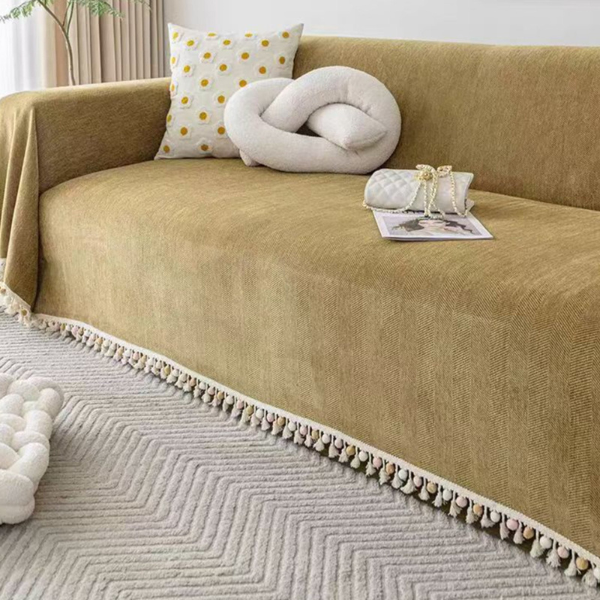 Knusse Visgraat Sofahoes met Kwastjes Huisdiervriendelijk Beschermend Woondecor-Sofa Covers-DeWoonVallei-DeWoonVallei