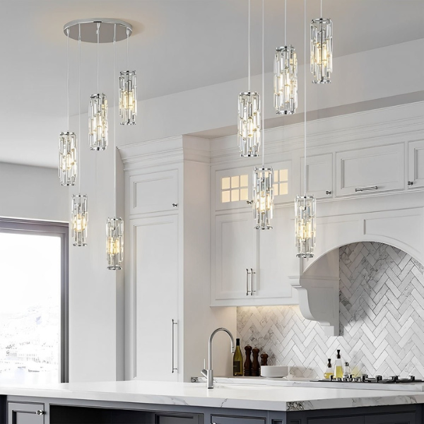 Kristallen Glazen Kroonluchter Hanglamp Moderne Industriële Stijl voor Elegante Woonruimtes-Hanging Lamp-DeWoonVallei-DeWoonVallei