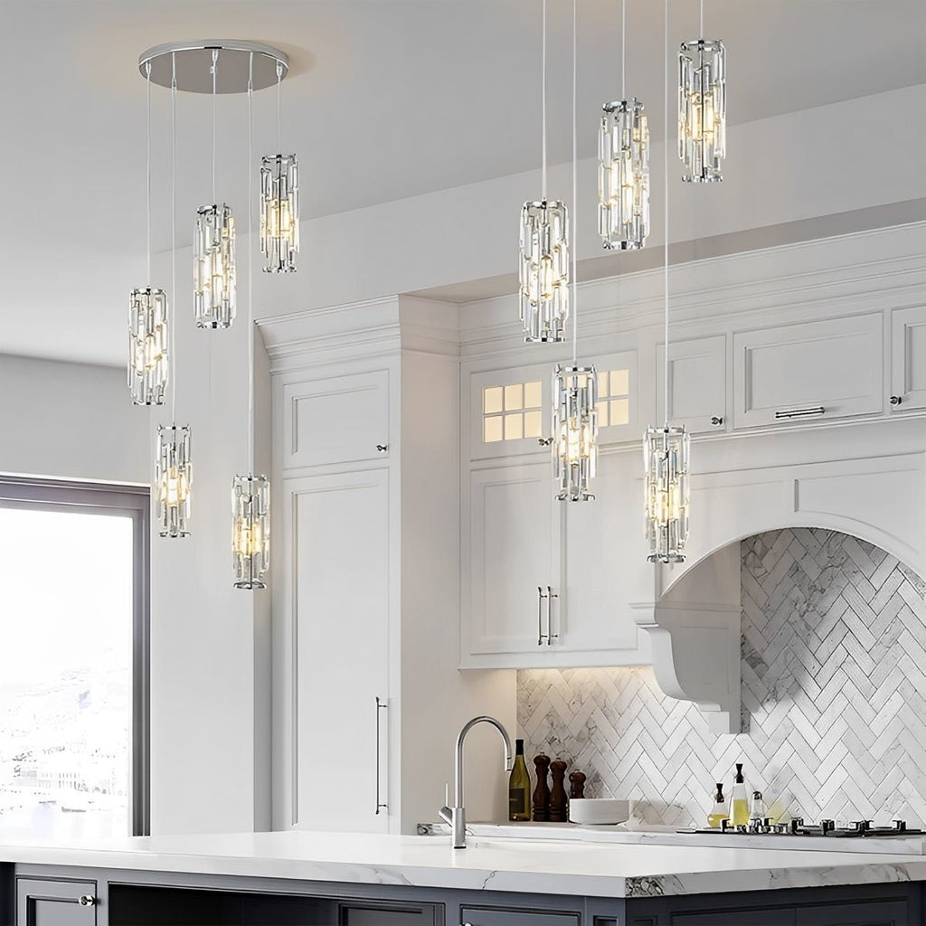 Kristallen Hanglamp met Ijzeren Frame – Luxe Glazen Design voor Sfeervolle Moderne Verlichting-Ceiling Lamp-DeWoonVallei-DeWoonVallei