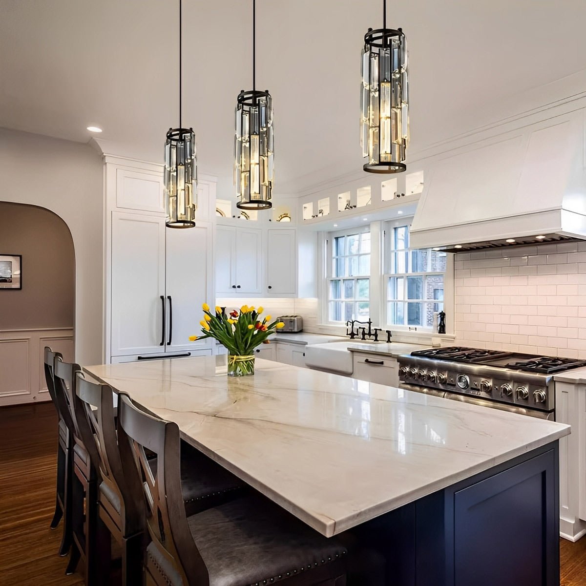 Kristallen Hanglamp met Ijzeren Frame – Luxe Glazen Design voor Sfeervolle Moderne Verlichting-Ceiling Lamp-DeWoonVallei-DeWoonVallei