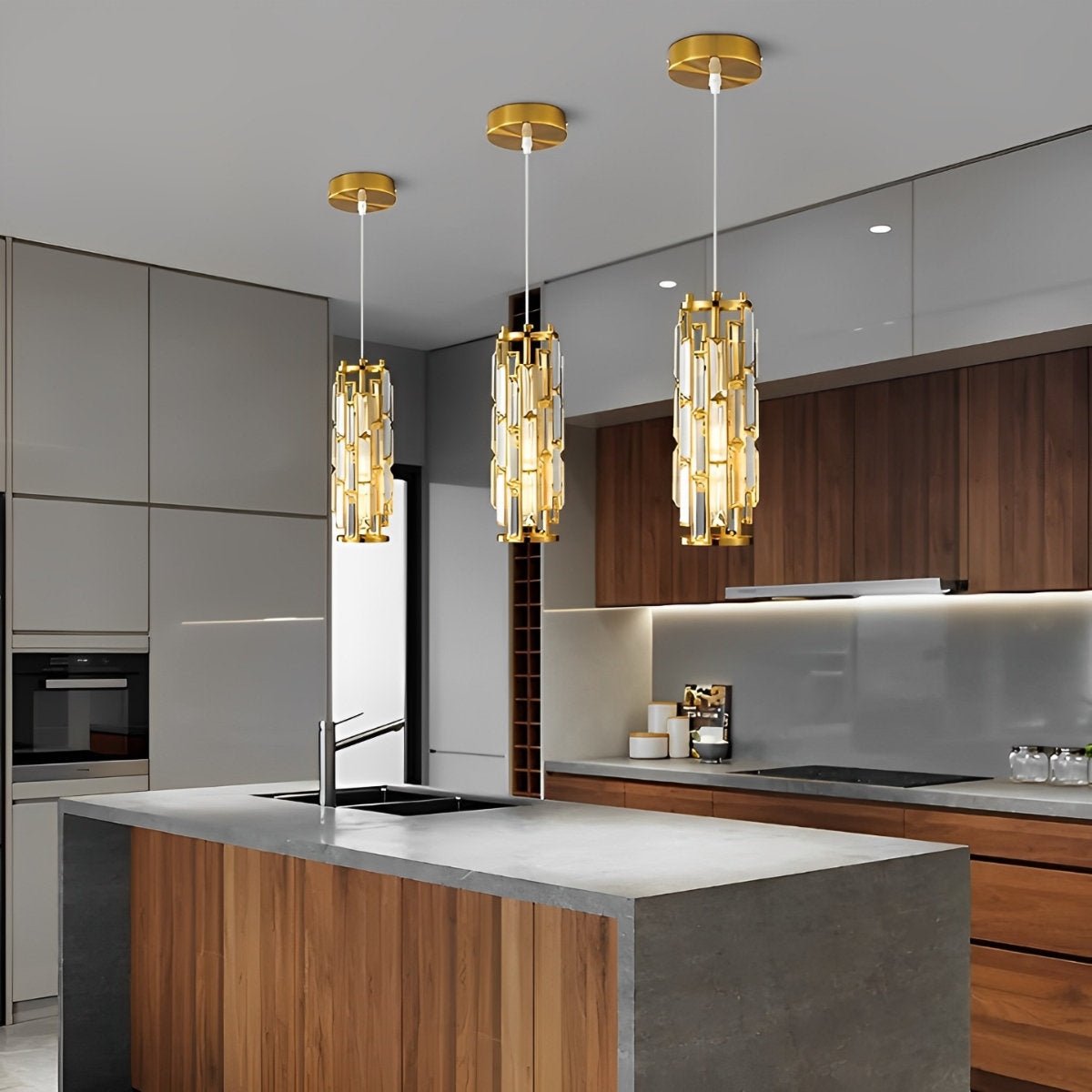 Kristallen Hanglamp met Ijzeren Frame – Luxe Glazen Design voor Sfeervolle Moderne Verlichting-Ceiling Lamp-DeWoonVallei-DeWoonVallei