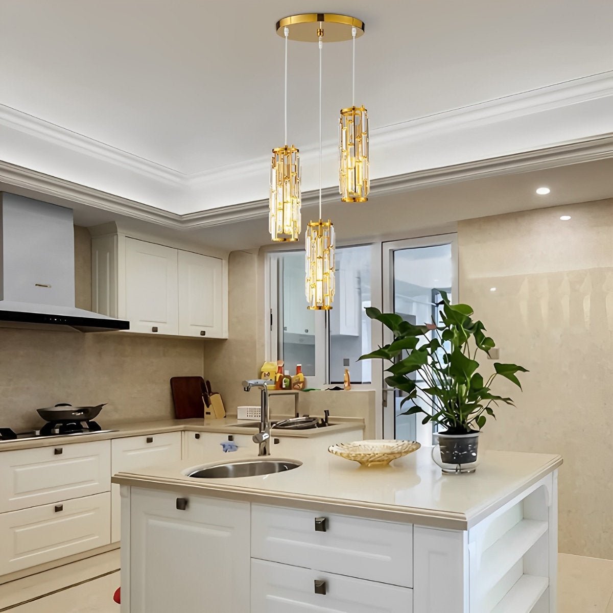 Kristallen Hanglamp met Ijzeren Frame – Luxe Glazen Design voor Sfeervolle Moderne Verlichting-Ceiling Lamp-DeWoonVallei-DeWoonVallei