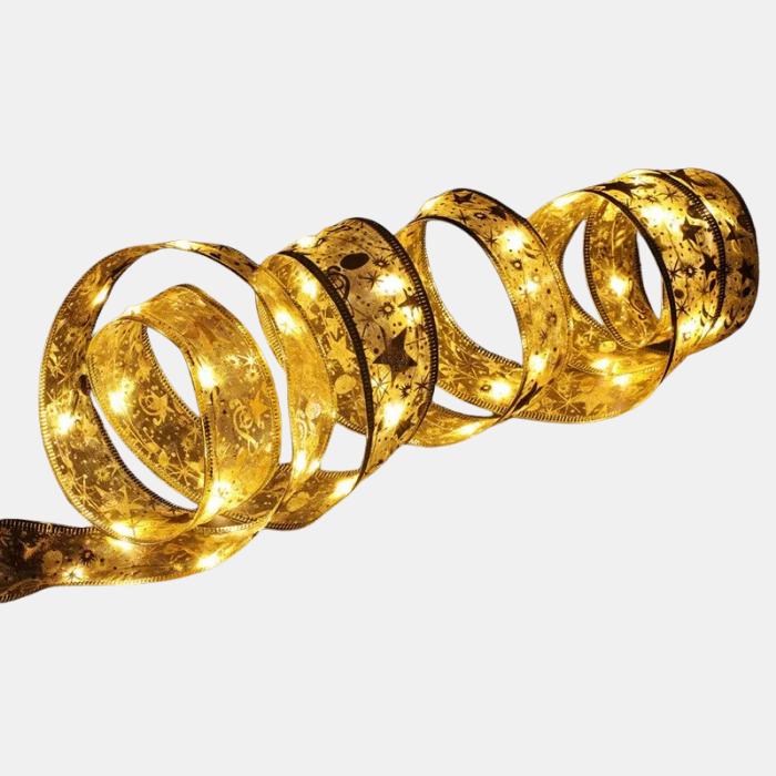 LED Kerstlint met Verlichting – Waterbestendige Decoratieve Sfeerverlichting voor Binnen en Buiten-DeWoonVallei-Gouden lint-Warm-5M 50LED-DeWoonVallei