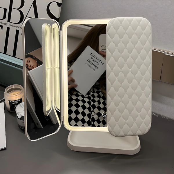 LED Make-Up Spiegel met Drievoudige Verlichting en Precisiemagnificatie-Makeup Mirrors-DeWoonVallei-Wit-DeWoonVallei