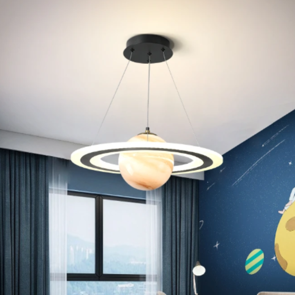 LED Planeet Hanglamp Moderne Kinderkamerverlichting voor Fantasierijke Ruimtes-Lamps & Lighting-DeWoonVallei-Oranje Saturnus-A (Zonder Astronaut)-3 Kleurtemperaturen-DeWoonVallei