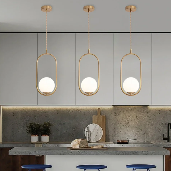 Licht Moderne LED Gouden Frosted Bol Hanglamp Plafondlamp voor Warme Sfeerverlichting in de Eetkamer-Hanging Lamp-DeWoonVallei-DeWoonVallei