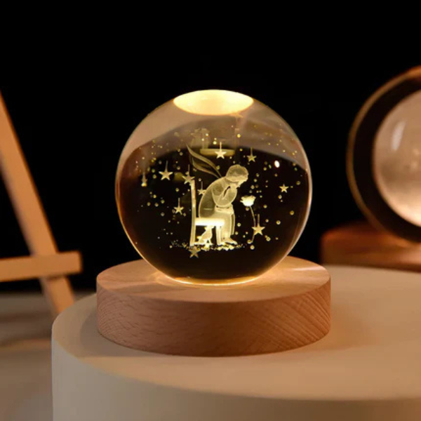 Luminieuze Kristallen Bol 3D Gegraveerd Hemels Licht voor Gezellige Sfeer in Huis-Figurines-DeWoonVallei-DeWoonVallei