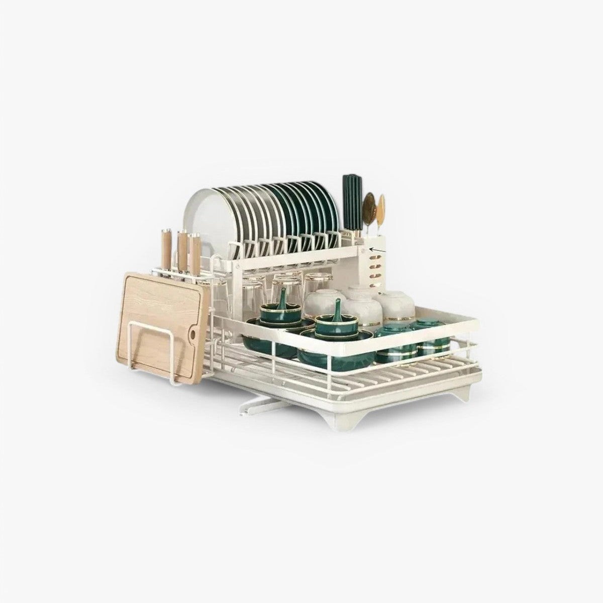 Luxe Afdruiprek met Dubbele Laag – Stijlvol Ontwerp & Slimme Organisatie-Kitchenware-DeWoonVallei-Wit-Wit - Dubbellaags-DeWoonVallei