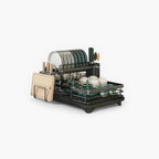 Luxe Afdruiprek met Dubbele Laag – Stijlvol Ontwerp & Slimme Organisatie-Kitchenware-DeWoonVallei-Zwart-Wit - Dubbellaags-DeWoonVallei