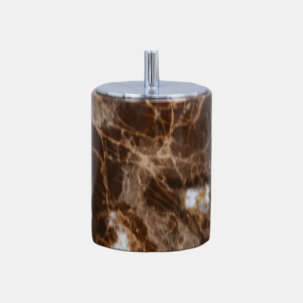 Luxe Donker Marmer Badkamer Accessoires Set Modern Elegante Spa-Stijl-Bathroom Accessories-DeWoonVallei-Wattendoos C (8 cm ø x 12 cm H)-DeWoonVallei