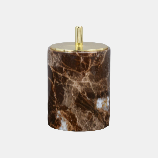 Luxe Donker Marmer Badkamer Accessoires Set Modern Elegante Spa-Stijl-Bathroom Accessories-DeWoonVallei-Wattendoos D (8 cm ø x 12 cm H)-DeWoonVallei