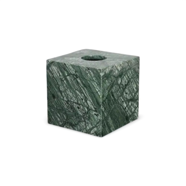 Luxe Emerald Groen Marmeren Badkamer Accessoires Set Modern Stijl Elegante Functionaliteit-Bathroom Accessories-DeWoonVallei-Tissuesdoos (hoog)-DeWoonVallei