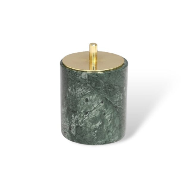 Luxe Emerald Groen Marmeren Badkamer Accessoires Set Modern Stijl Elegante Functionaliteit-Bathroom Accessories-DeWoonVallei-Wattenstaafjesdoos (rond)-DeWoonVallei