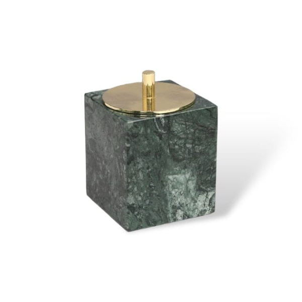 Luxe Emerald Groen Marmeren Badkamer Accessoires Set Modern Stijl Elegante Functionaliteit-Bathroom Accessories-DeWoonVallei-Wattenstaafjesdoos (vierkant)-DeWoonVallei